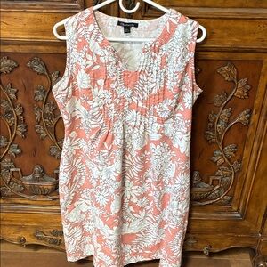 Chadwick’s Linen Blend Floral Sleeveless Dress Size Large Tall